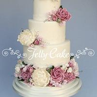 Country Garden Blooms Wedding Cake