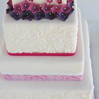 Purple Pink Hydrangea Lace Cake 