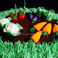 Vegetable farm themed cake