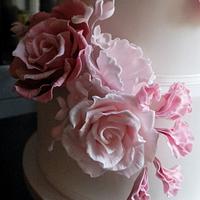 Dusky pink wedding cake 