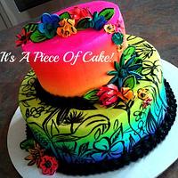 All Buttercream, except flowers, handpainted, airbrushed neon colors