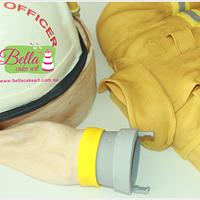 Firefighter CFA Turnout Jacket, helmet and fire hose