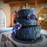 Topsy Turvy Skull Rose Wedding Cake...