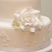 Diamante embroidery wedding cake