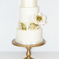 Distressed Gold leaf wedding cake