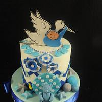 Stork Themed  Baby Shower Cake