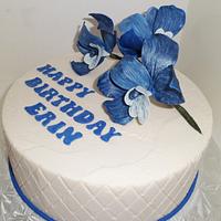 Blue Flowers on a white cake