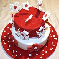 red&white flowers cake