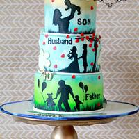 Dual Theme Birthday n Anniversary cake