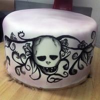 Wedding gothic skull painted cake
