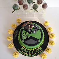 Ben 10 cake with cake pops and mini cupcakes