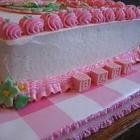Gingham Frills Baby Shower Cake