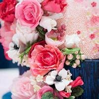 Navy and blush floral wedding