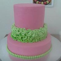 pink and lime wedding cake
