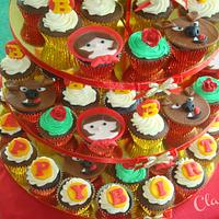 Little Red Riding Hood themed cupcake tower