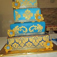 Blue gold 75th Birthday Cake