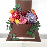 Dutch still life inspired wedding cake with colourful florals