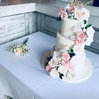Romantic blush rose wedding cake