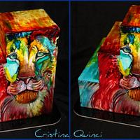 Colorful lion cake
