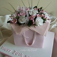 Pink flower box Cake