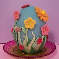 Easter egg with flowers.