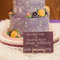 Purple Flower Wedding Cake 