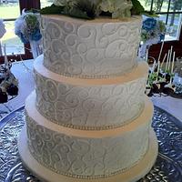 All white Swirl Wedding Cake