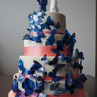Blue Butterfly Wedding Cake