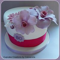 Fantasy Flower 60th birthday cake