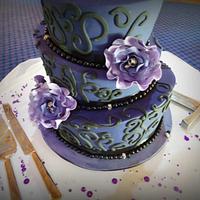 Topsy Turvy Skull Rose Wedding Cake...