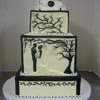silhouette wedding cake 