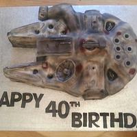 Millennium falcon starship cake