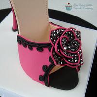 Hot Pink Sugar Shoe and Cupcake Toppers