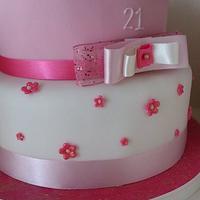 Lucys 21st two tier pink cake