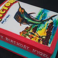 Handpainted comic book cake