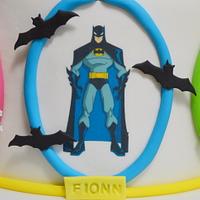 Joint 4th Birthday cake, Frozen, Ben 10, Batman and Mr Impossible!