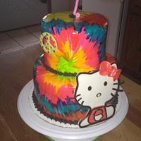 Tie Dye Hello Kitty cake