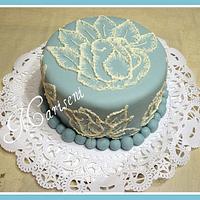 Brush Embroidery (Rose) Birthday Cake