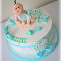 Baby blue, aqua cake