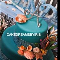 Sweet sixteen birthday cake under the sea theme