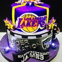Lakers and Raiders Fan Combo Cake
