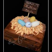 Egg in nest cake