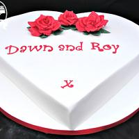 Heart shaped rose topped cake