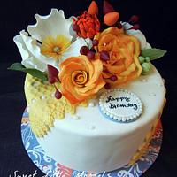 Autumn theme birthday cake