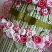Two tier rose bouquet cake