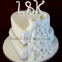 Two Tier Heart Wedding Cake