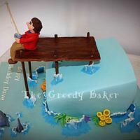 Topsy Turvy Fishing Cake