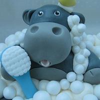 Giant Hippo in a Bath Cupcake