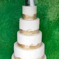 Sean and Deirdre - Gold and Ivory Wedding Cake