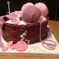 Knitting themed Cake